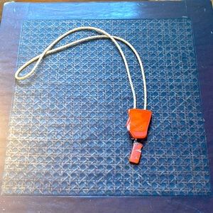 Western Style Braided leather Necklace with agate stone pendant .